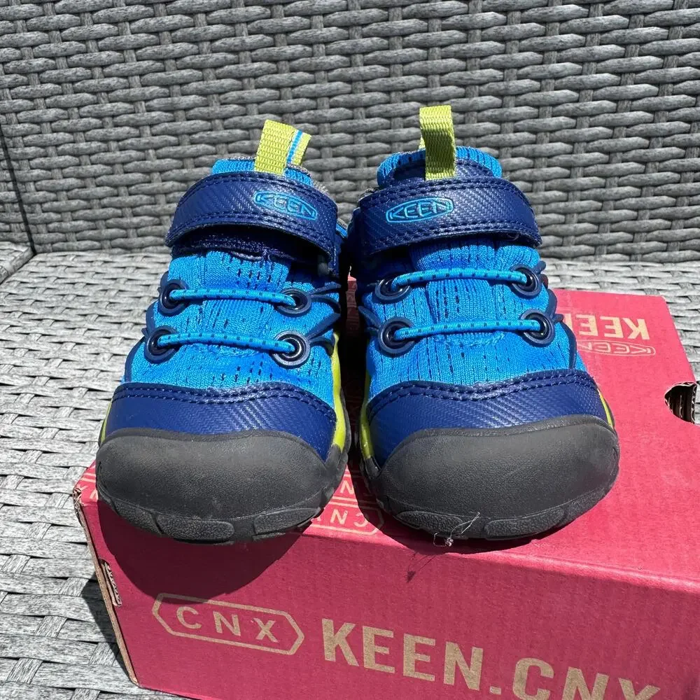 Keen Chandler CNX Hiking Shoes Mesh Bungee‎ Lace Blue Green Kids Toddler Size 4